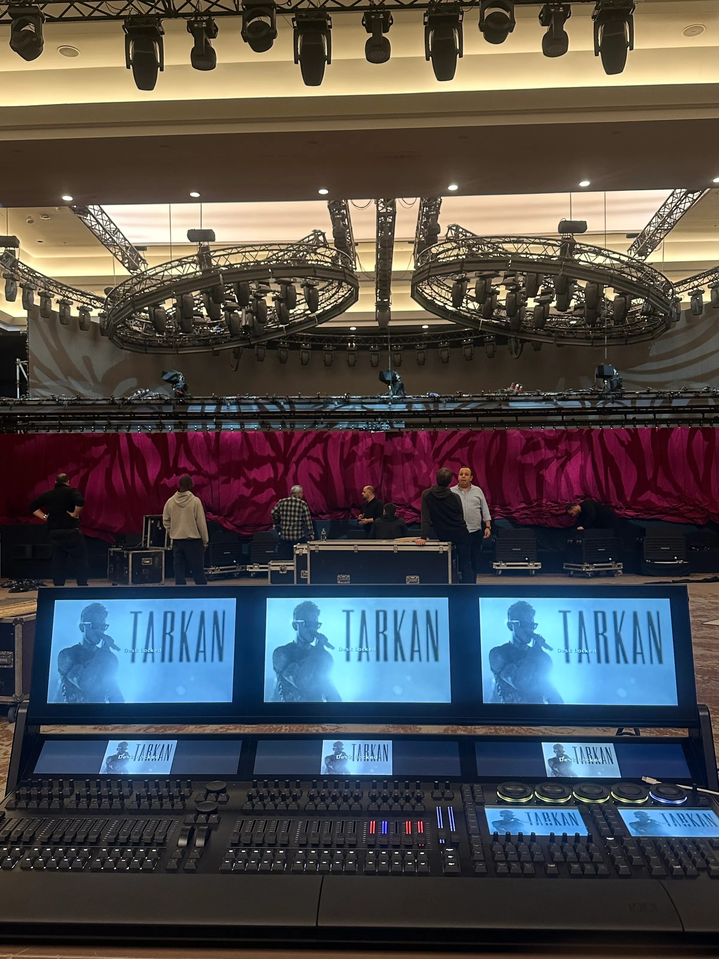 The vision mixing position at a concert hall show
